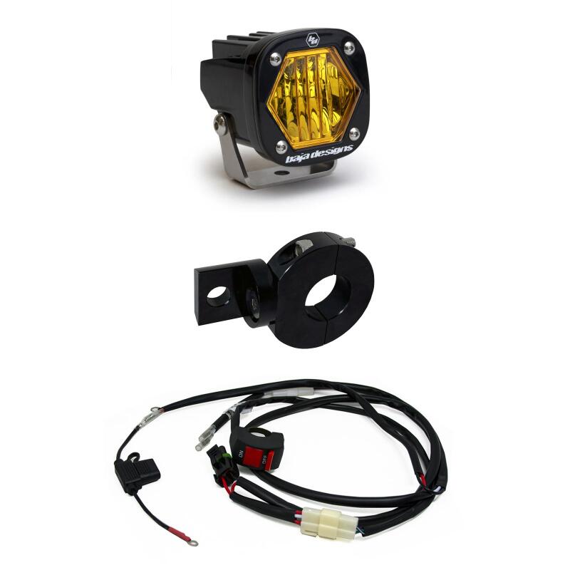 Baja Designs S1 Weitwinkel-LED-Leuchte mit Elektrostarter für Pitbikes – Gelb
