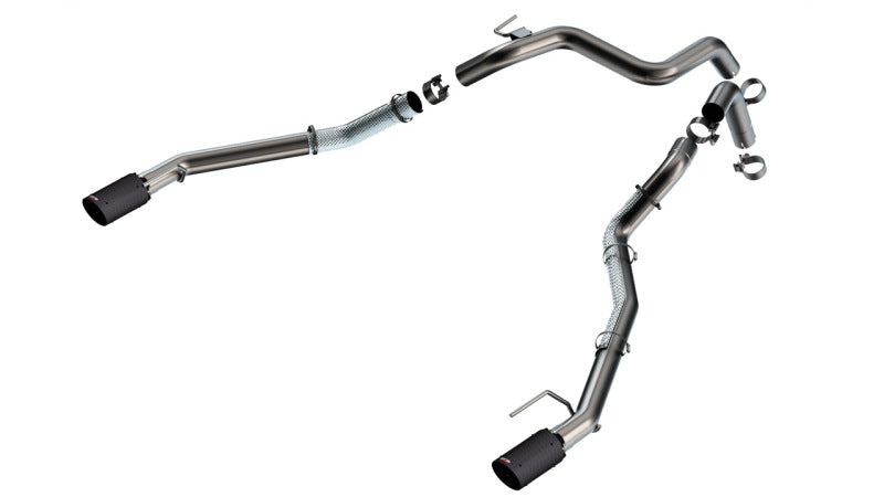 Borla 24-25 Ford Ranger Raptor 2,75-Zoll-Endrohr-Kit mit 4-Zoll-Endrohr – Carbonfaser, schwarz eloxiert