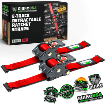 Rhino USA Einziehbare Ratschengurte (2er-Pack, 2,5 cm x 3 m) Rot