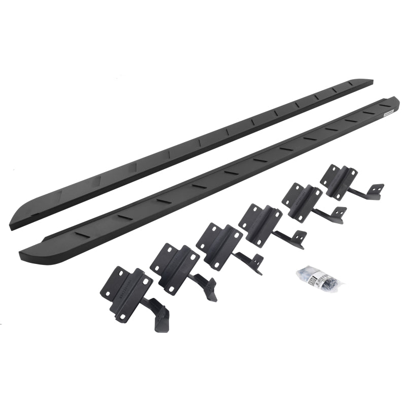 Go Rhino 15-22 Ford F-150 (17-22 Raptor) SC RB10 Slim Trittbretter-Set (mit Halterungen) - Tex. Schwarz